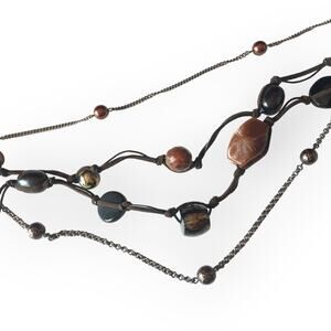 Chico's brown and black multi-strand mixed materials necklace
